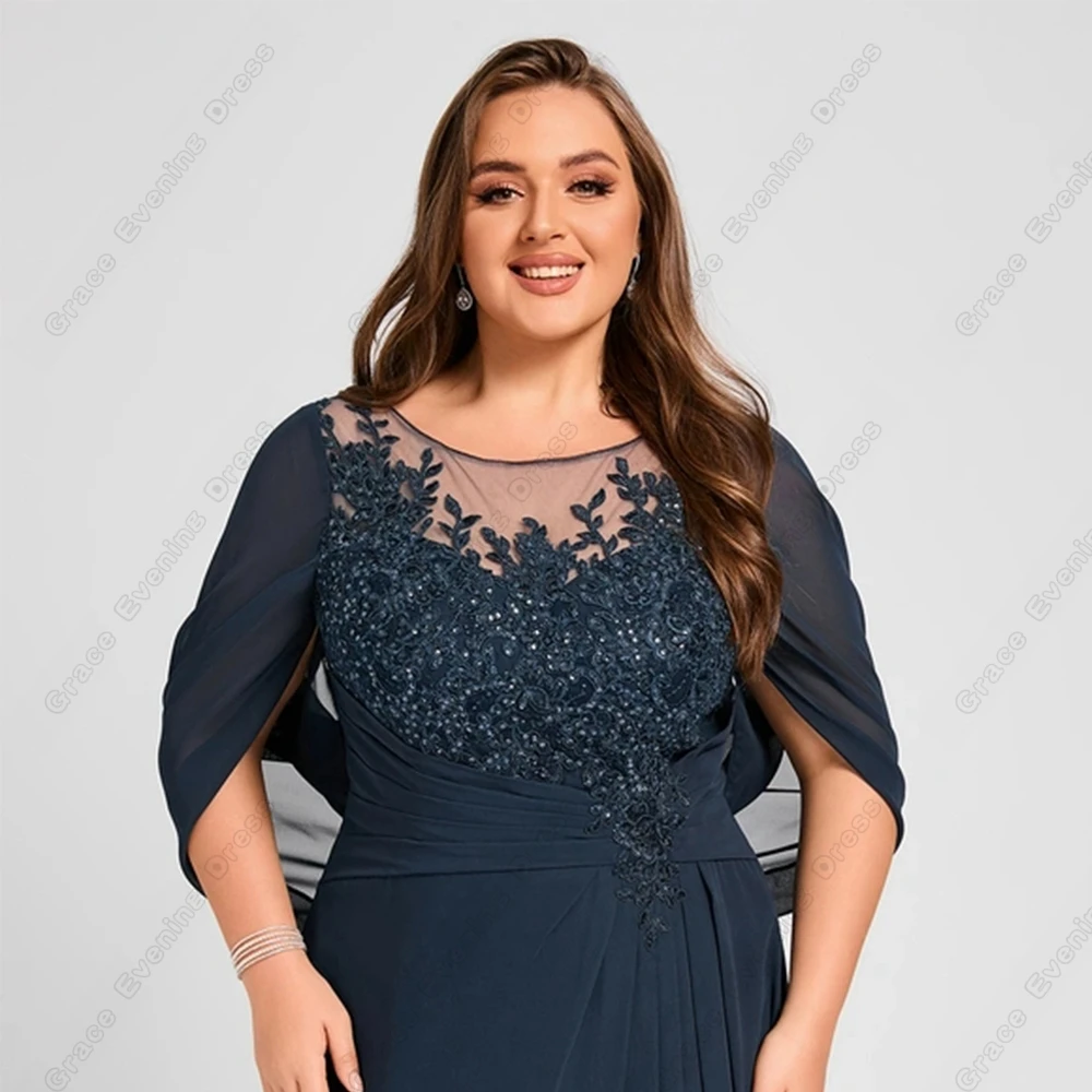 Grey Half Sleeve Mother of Bride Dresses for Women Summer New Beach Wedding Party Dresses with Lace Chiffon Robe De Soir&eacute;e