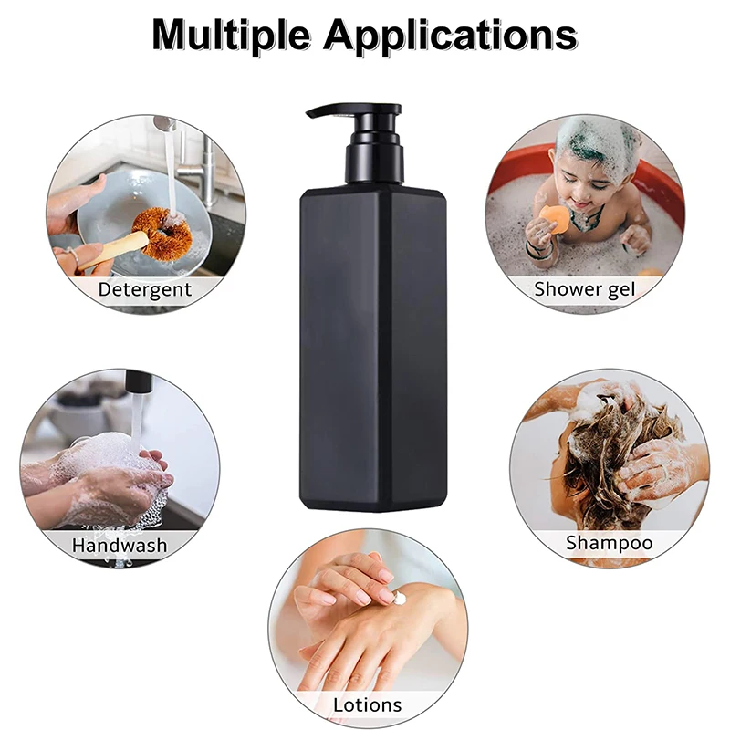4Pcs/Set Plastic 500ml Empty Square Bottle Hand Wash Soap Dispenser Liquid Shampoo Pump Container Shower soap dispenser shampoo dispenser soap dispenser bottle