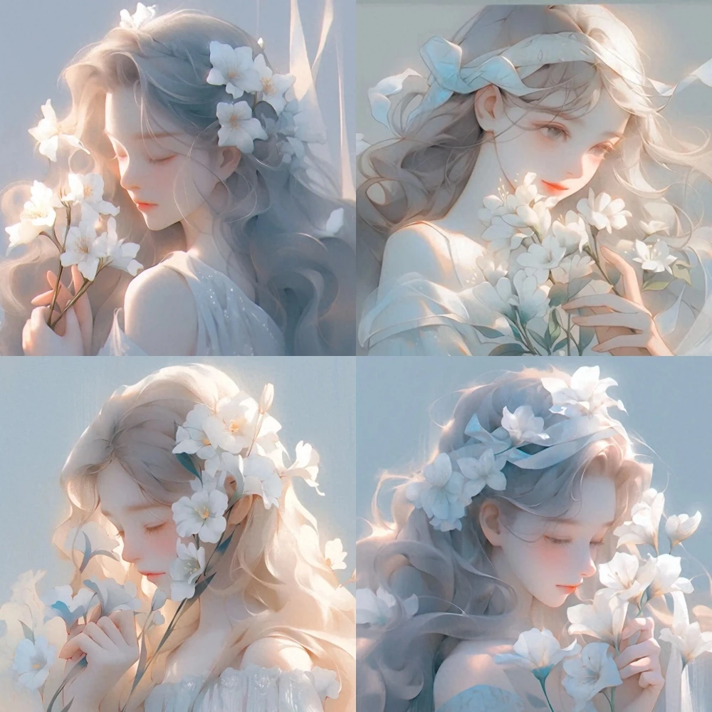 

Мультяшная алмазная живопись 5D «сделай сам», фэнтези, Белый Лунный свет, первая любовь, искусственная Бриллиантовая вышивка, настенный теплый Декор