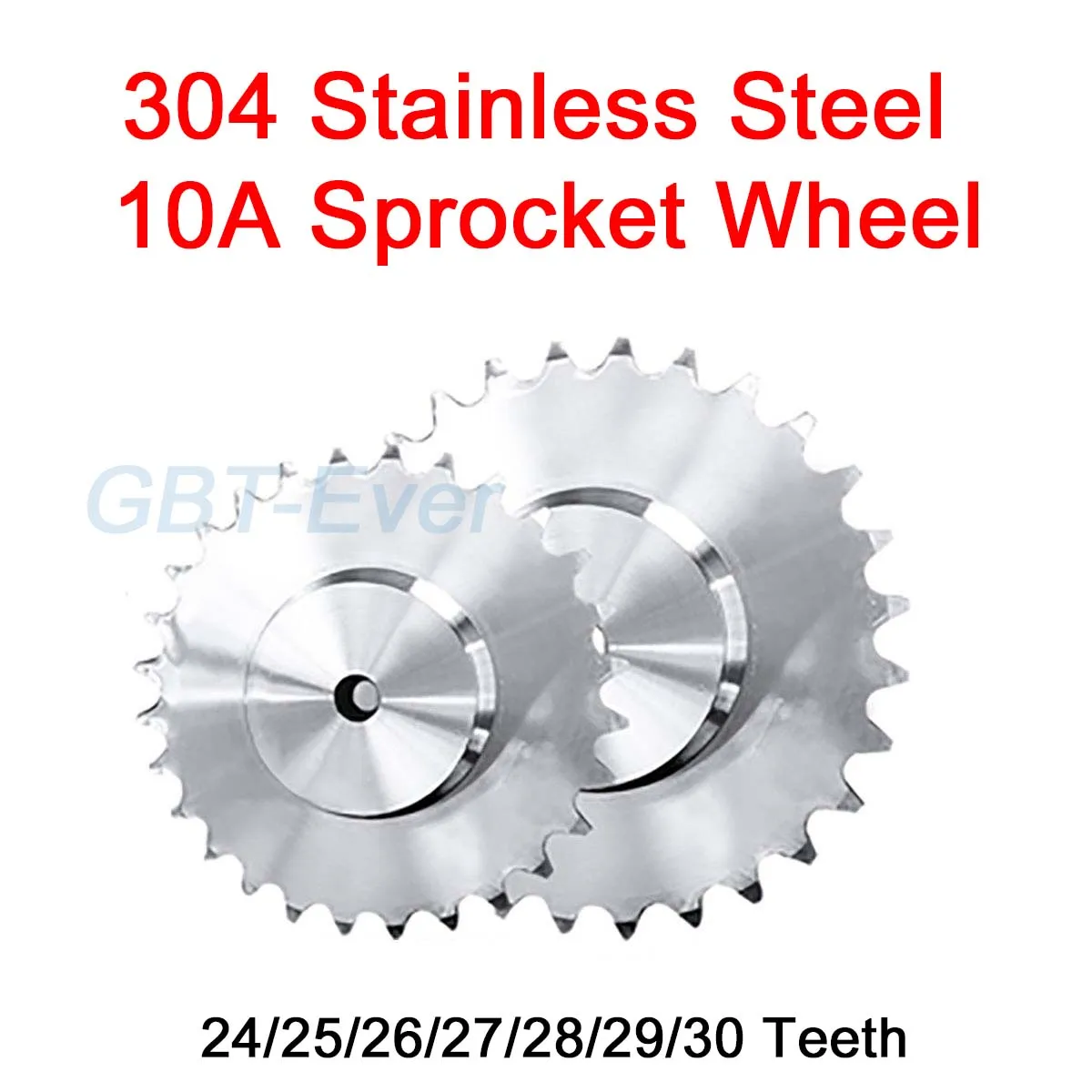 

1Pcs 24T-30T 10A Sprocket Wheel for Roller Chain 24/25/26/27/28/29/30 Tooth Pitch 15.875mm 304 Stainless Steel Gear Welding