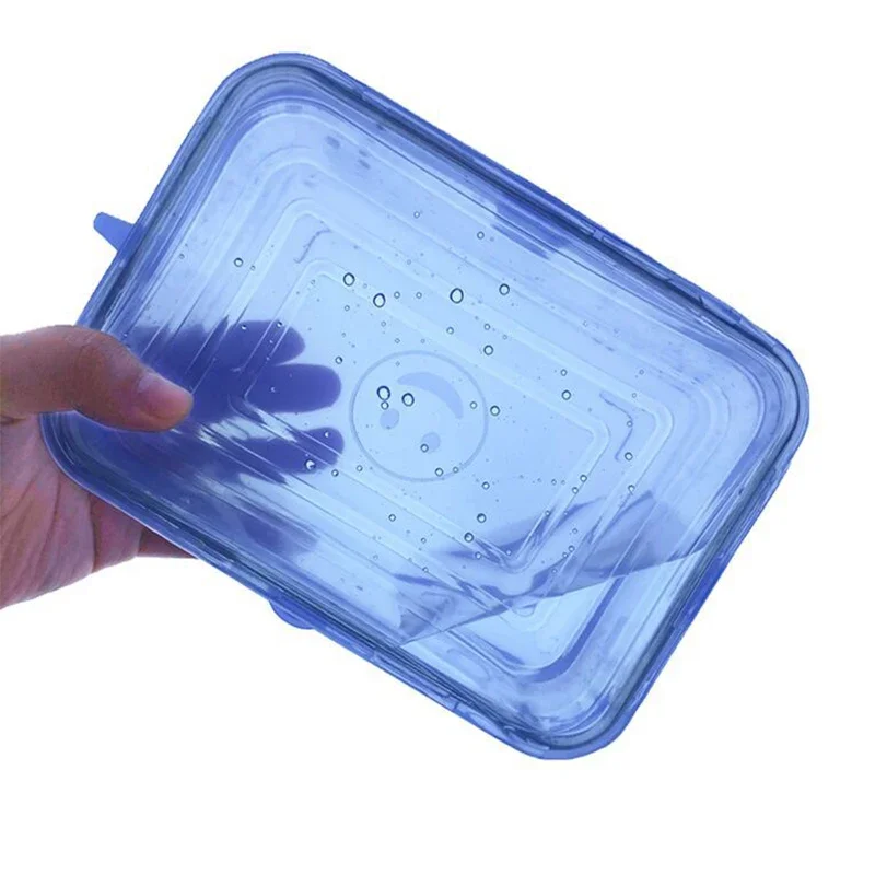 6PCS Square Silicone Stretch Lid Kitchen Tool Accessories Reusable Food Packaging Sealed Lid Keeps Fresh Elastic Bowl food cover fresh keeping cover preservation cover bowl cover