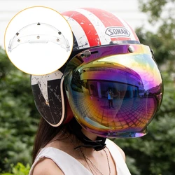 Motorcycle Helmet Bubble Visor With Bracket 3 Buttons Helmets Uv Protection Shield High Strength Motorbike Helmets Accessories