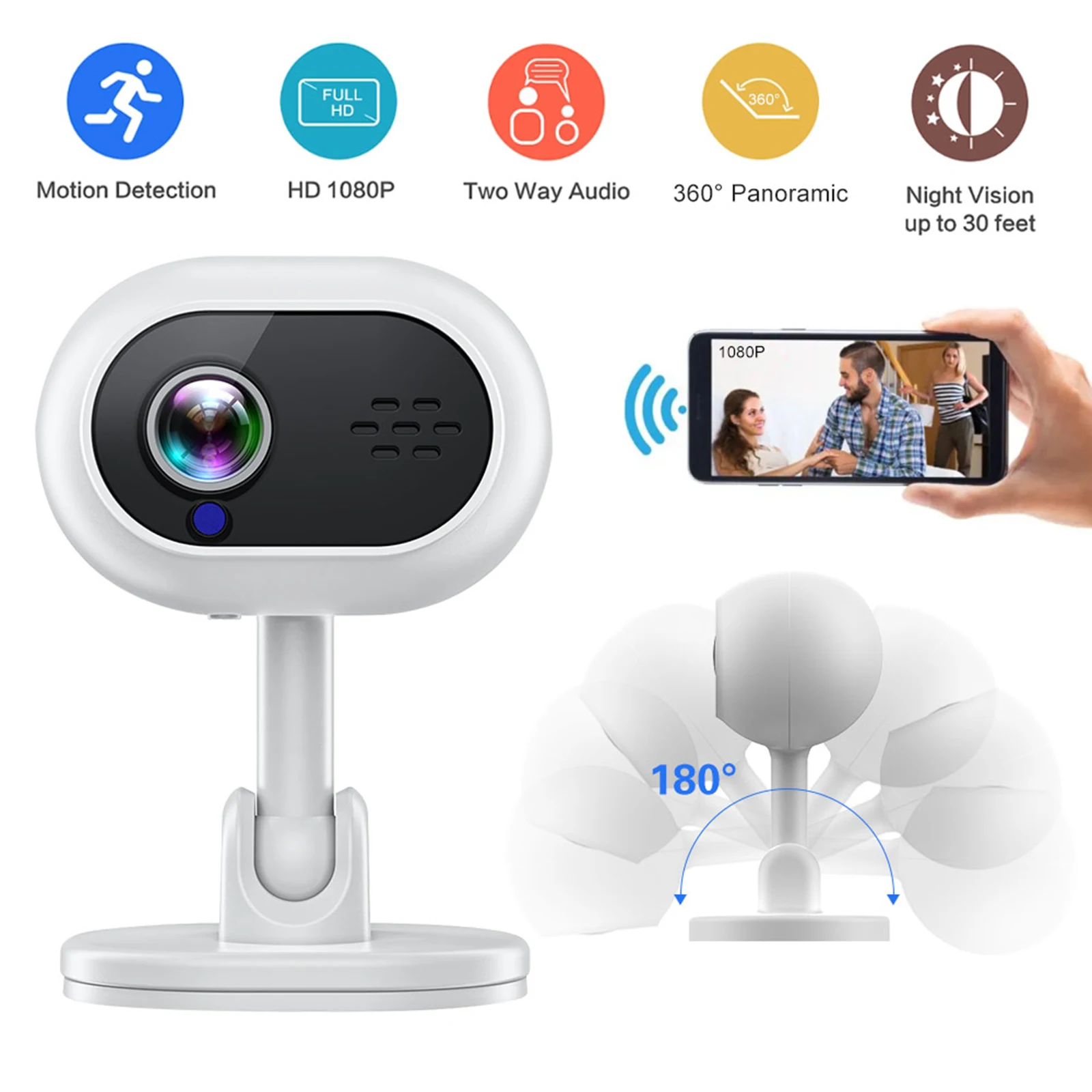 

WiFi Security Camera 1080P Two Way Intercom View Anytime Anywhere Day Night Vision Baby Monitor Indoor Outdoor CCTV Camera