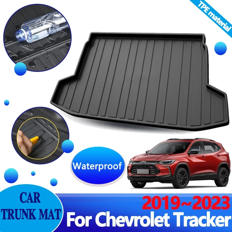 

Напольные коврики для багажника автомобиля для Chevrolet Tracker, аксессуары 2019 ~ 2023, водонепроницаемый коврик, протектор багажа, мягкий коврик для хранения из ТПЭ