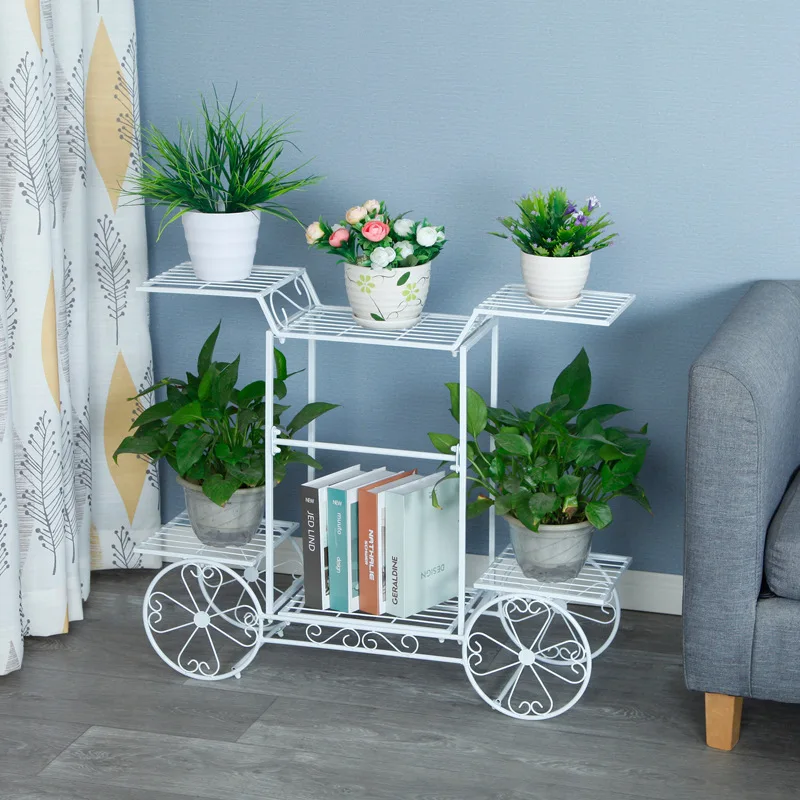 Creative multi-layer cart landing green plant flowers green laurel iron art Nordic flower frame