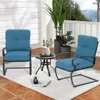 Outdoor Bistro Set 3-Piece Spring Metal Lounge Cushioned Chairs and Bistro Table Set Wrought Iron Cafe Furniture Seat, 1