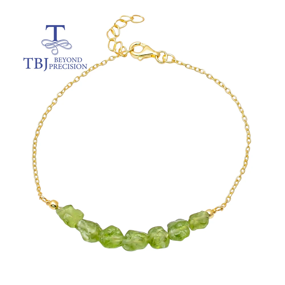 Handmade real gemstone Bracelet ,natural Peridot natural green  gemstone bracelet 925 sterling silver fine jewelry for women