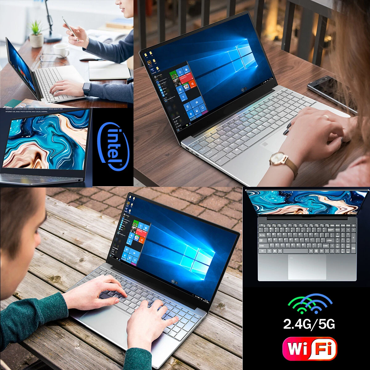 AKPAD 15.6 inch Laptop Windows 11 10 Pro 1920*1080 Cheap Portable Intel Laptop 12G RAM 128GB/256GB/512GB/1TB SSD HDMI Port 3