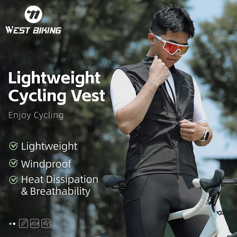 WEST BIKING Lightweight Reflective Cycling Vest Spring/Summer MTB Bike Sleeveless Jersey Breathable Clothes Outdoor Sports Gilet