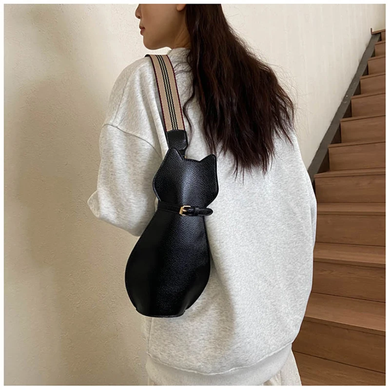 

Женские сумки через плечо Lawaia, модная маленькая сумка-Кроссбоди в форме кошки для девушек, с боковым принтом