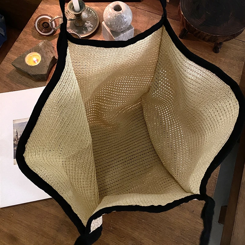 2024Summer New Large Capacity Straw Bag Casual Design Women's Hand Woven Crochet Bag Bohemian Knit Shoulder Beach Bag Sac A Main