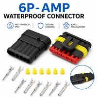 6Pin Waterproof AMP Auto Connector 18AWG M/F 1.5mm Term Quick Disconnect for Car Truck VehicleDJ7061-1.5-11/21 282090-1/282108-1 1
