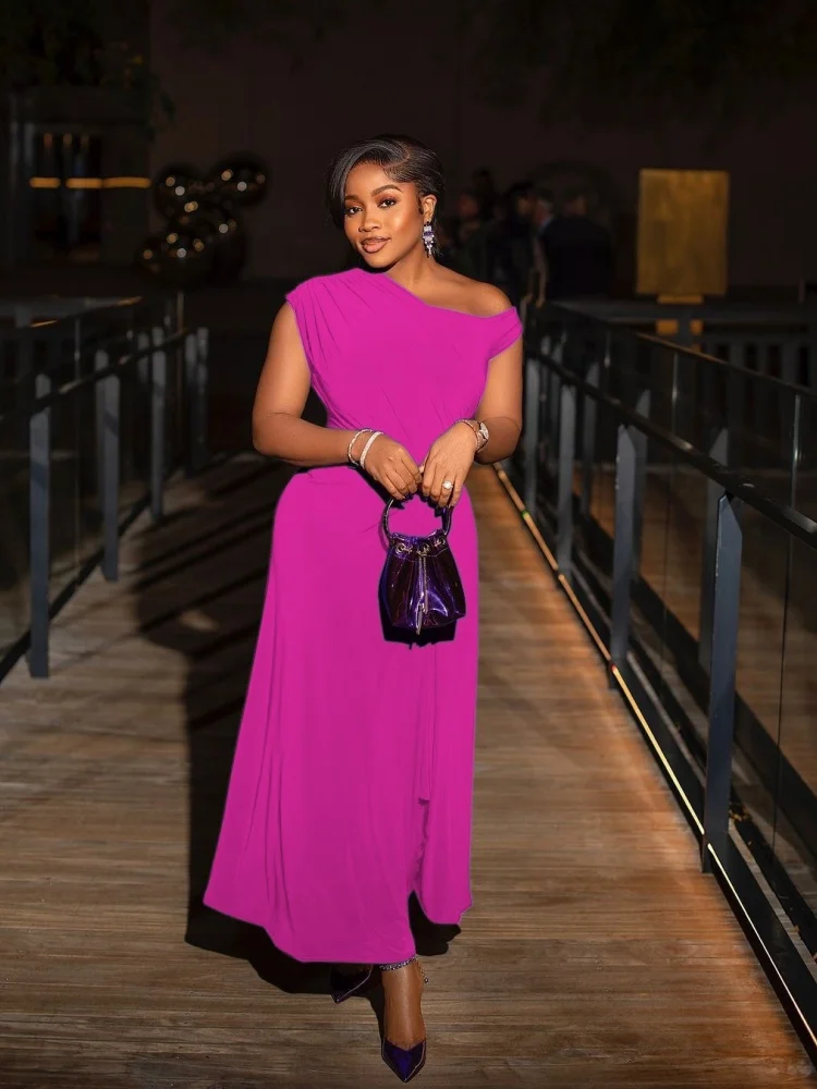 Wmstar Dress Women Wholesale New Solid Color Off The Shoulder Cinched Waist Black Dress for Woman Summer Luxury Dresses 2025