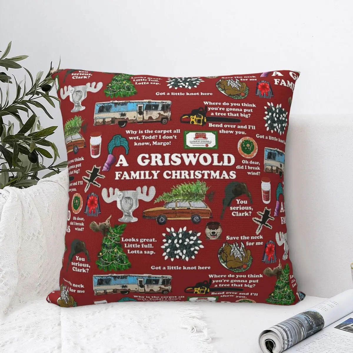 

Christmas Vacation Collage Square Pillowcase Polyester Pillow Cover Cushion Zip Decorative Comfort Throw Pillow For Home Sofa