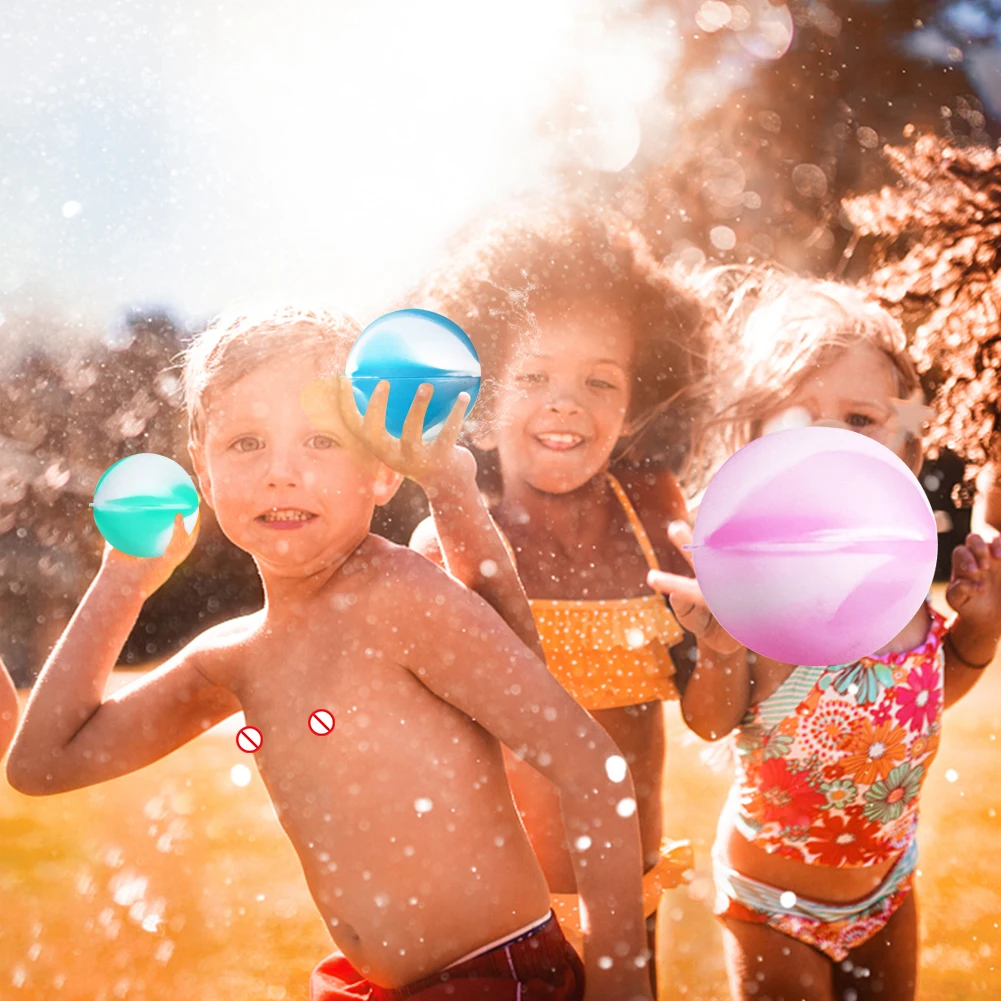 8/12Pcs Silicone Water Balloons Self Sealing Reusable Water Balloons Quick Fill Bomb for Swimming Pool Bathtub Beach