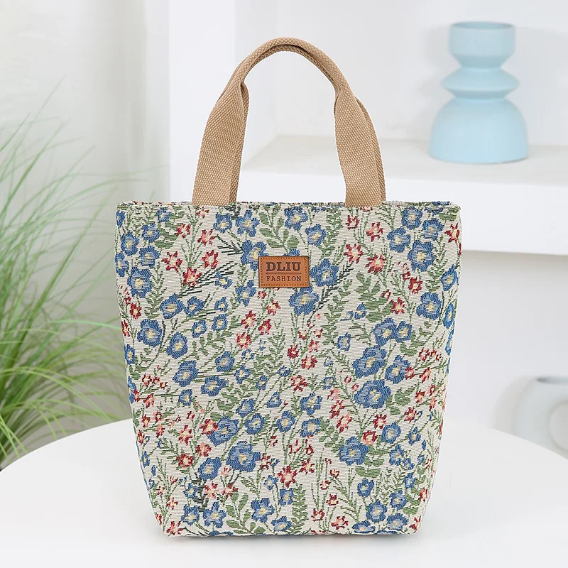 Neuer Stil Gestrickter Jacquard-Stoff Große Kapazität Handtasche, Bucket-Style Tragbare Aufbewahrungstasche, Alltagstasche für Mütter – Detail 4
