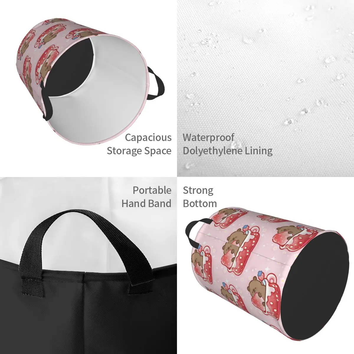 Strawberry Capybara Laundry Basket Collapsible Animes Cartoon Clothes Toy Hamper Storage Bin for Kids Nursery