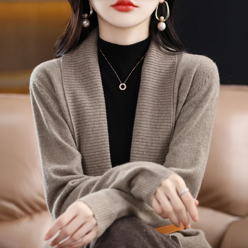 여성용 V넥 니트 스웨터, 한국 패션, 가디건, 스웨터, 스웨터, Invierno 2023, G403