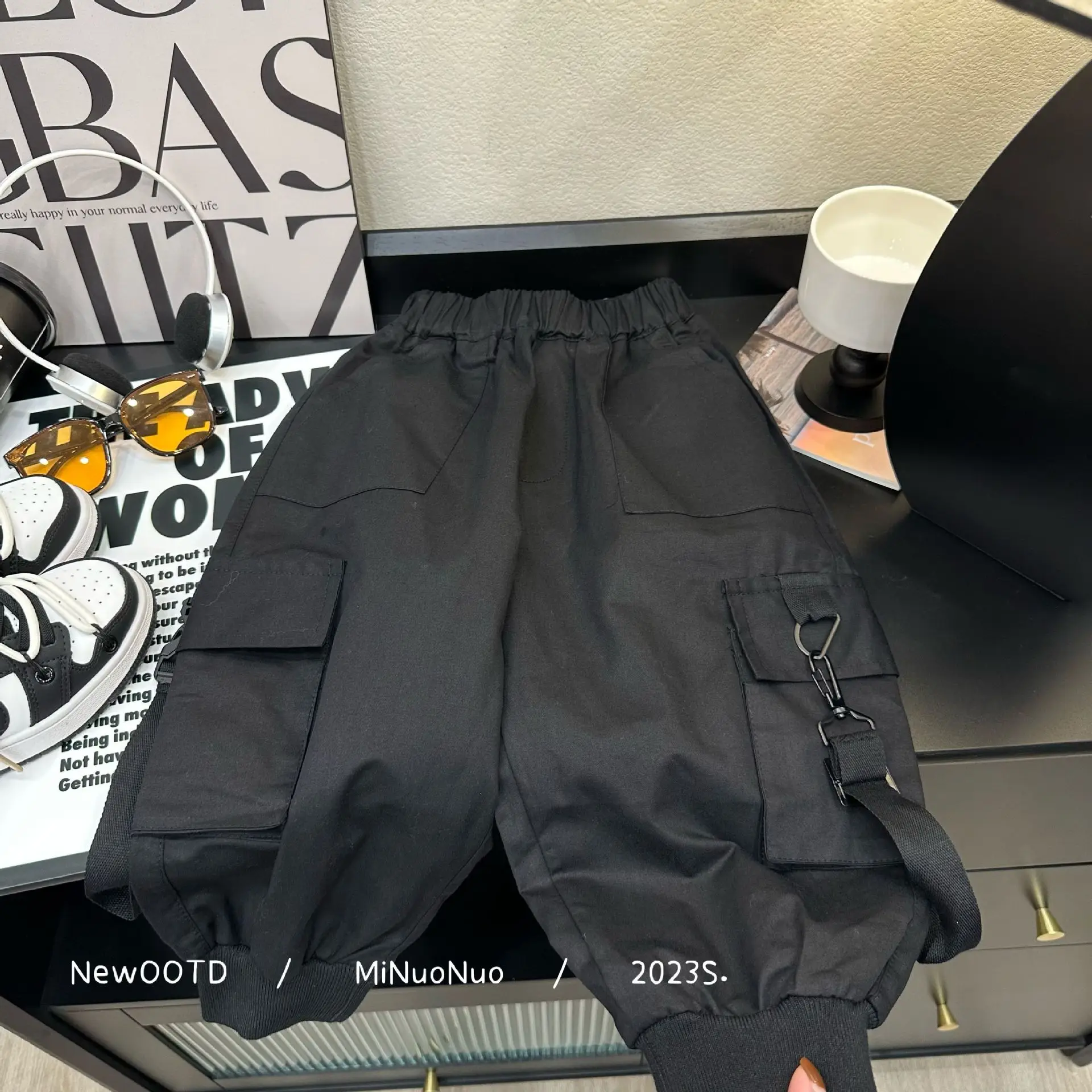 

Детские осенние повседневные брюки, детский однотонный повседневный рабочий костюм с большими карманами, брюки 2023, детская одежда