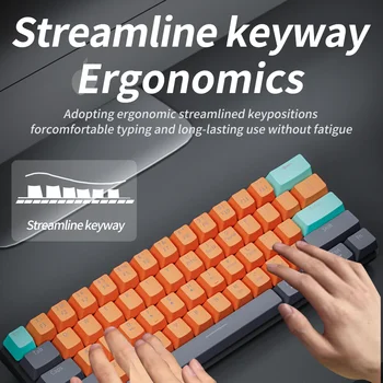 MUCAI MKA610 USB Mini Mechanical Gaming Wired Keyboard Red Switch 61 Key Gamer for Computer PC Laptop Detachable Cable 4