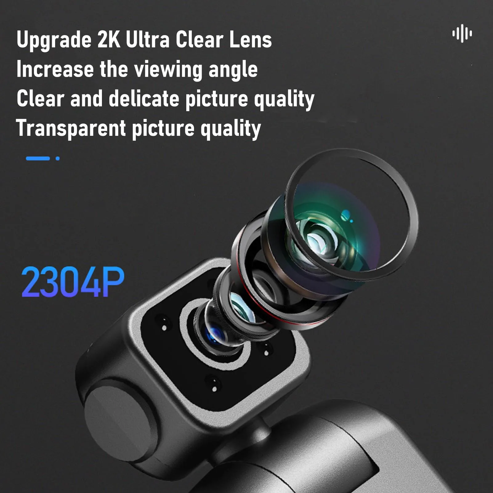 Body Worn Camcorder Portable Camcorder 2K HD 355 Degree Rotatable Wide Angle Lens Anti Shake Video Camera with Back Clamp