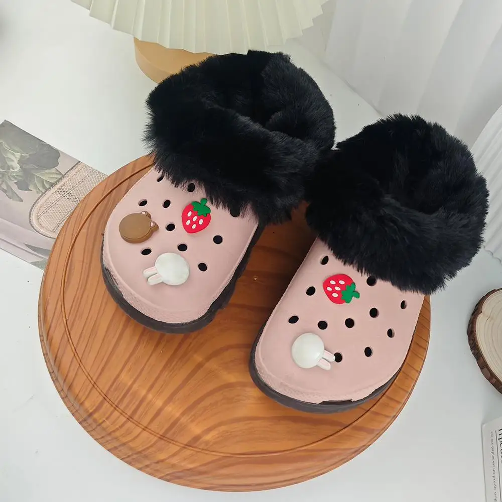 Plus Size Winter Warm Shoe Cover Clog Fur Lining Replacement Thicken Shoe Pads Clogs Slippers Plush Liner Accessories 1Pair