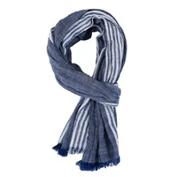 High Quality Cotton Linen Yarn-dyed Winter Men Scarf Tassel Autumn Winter Warm Striped Men's Scarves Soft Male Accessories