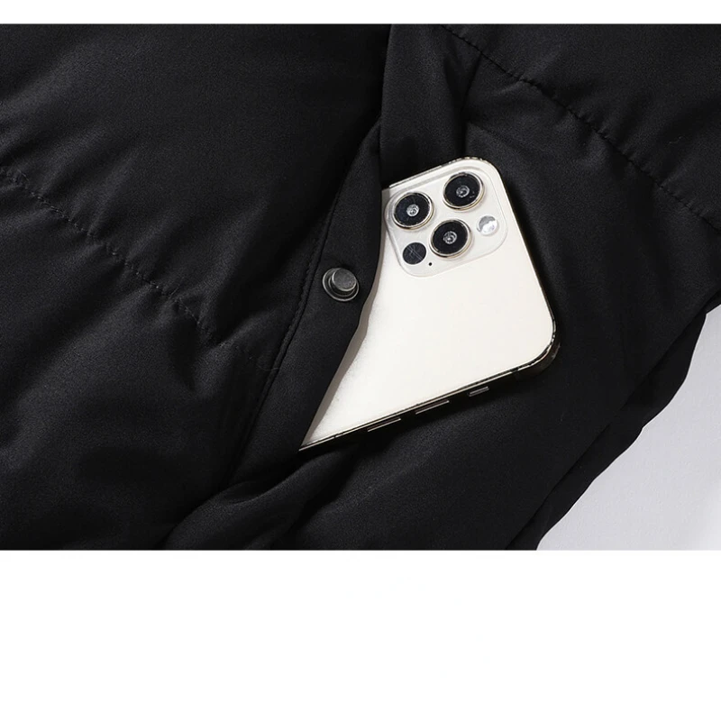 Winter Parkas Men 2023 Thick Warm Bomber Jacket Waterproof Long Sleeves Coat Collar Outerwear Plus Size Pocket Casual Coat