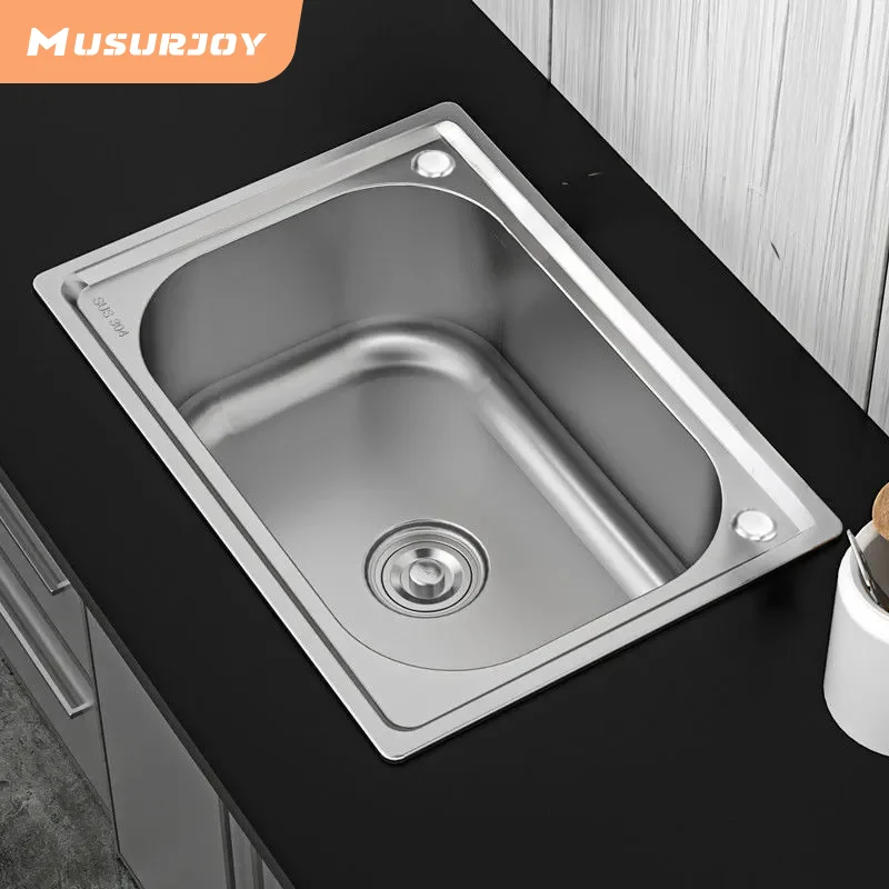 Musurjoy Modern Stainless Steel Kitchen Sink-15x13" Brushed Silvery Undercounter Single Basin for Dishwashing kitchen sink