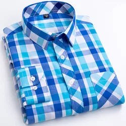 New fashionable 100% cotton plaid striped long-sleeved autumn thin business casual fit men's shirt plus size S-4XL5XL6XL7XL8XL