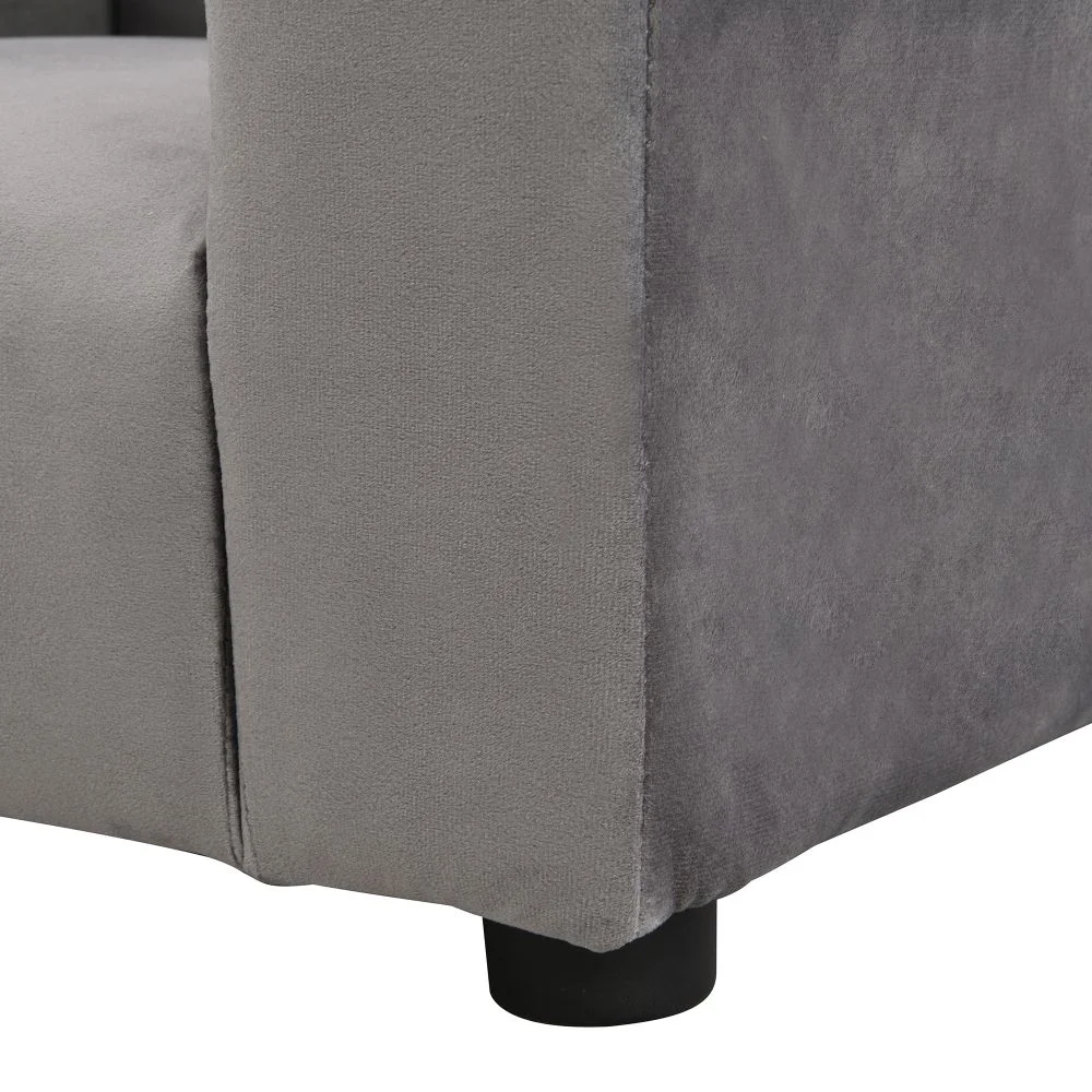 Kids velvet Sofa Chair with Footstool, Kids Upholstered Couch with ottoman 6