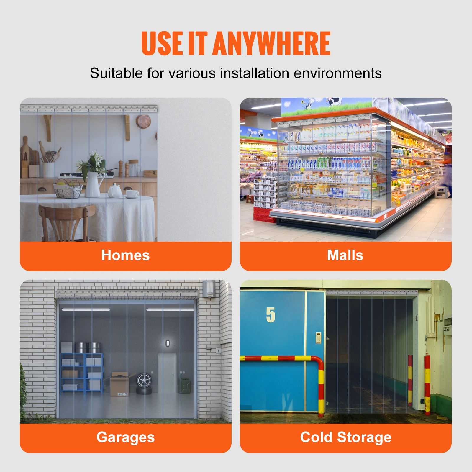 VEVOR Clear Vision PVC Strip Door Curtain Windproof Sliding Window Installation Screens Walk in Freezers Coolers Warehouse blackout curtains beaded curtain air conditioning door curtains cotton door curtain