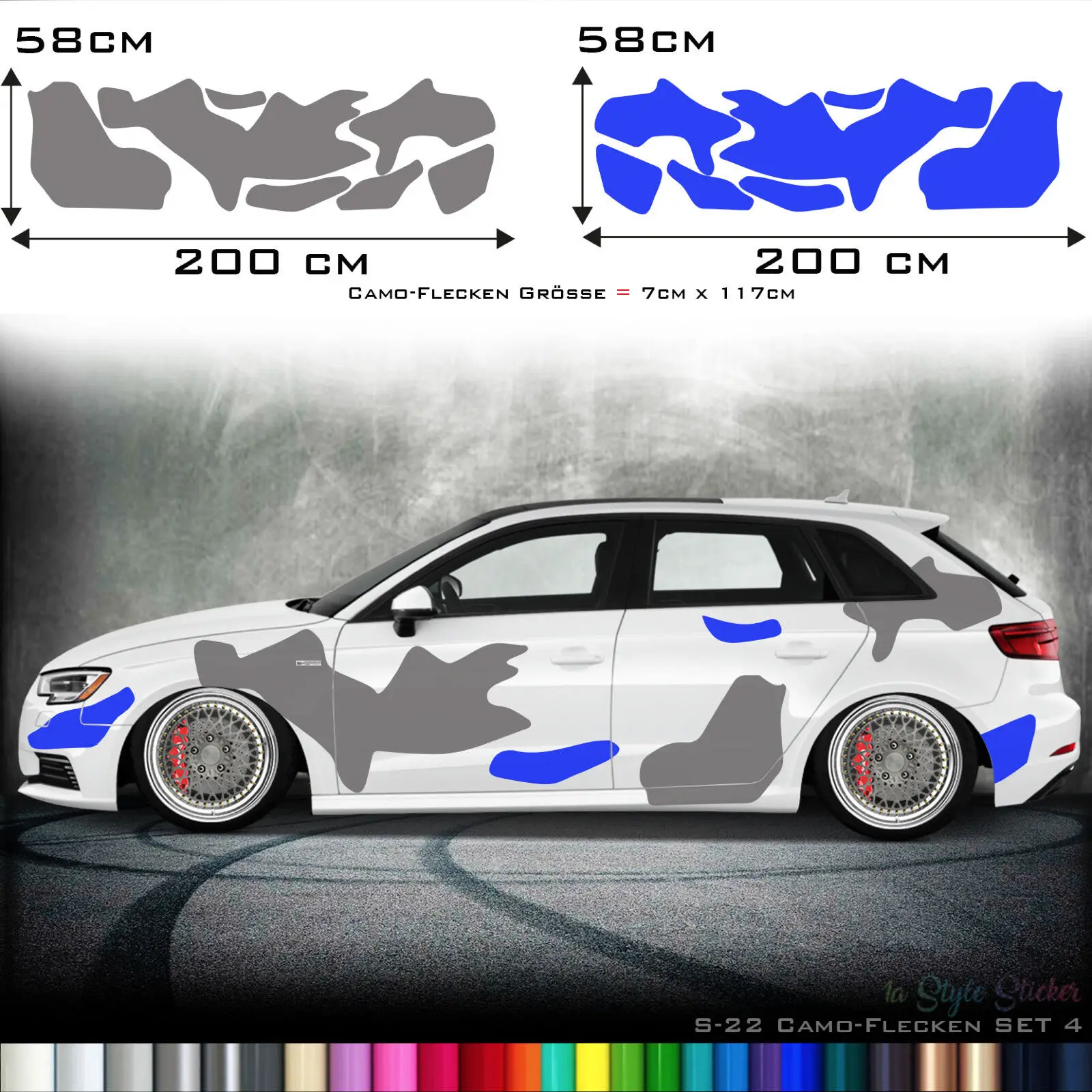 

Car Camouflage Sticker Set 2 Coloured Camo Style Car Tattoo Sticker Camo s22