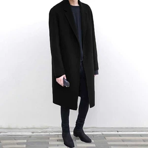 Осенне-зимнее длинное мужское шерстяное пальто стильный Тренч Мужская шерстяная куртка британская Корейская ветровка Модная элегантная Новинка