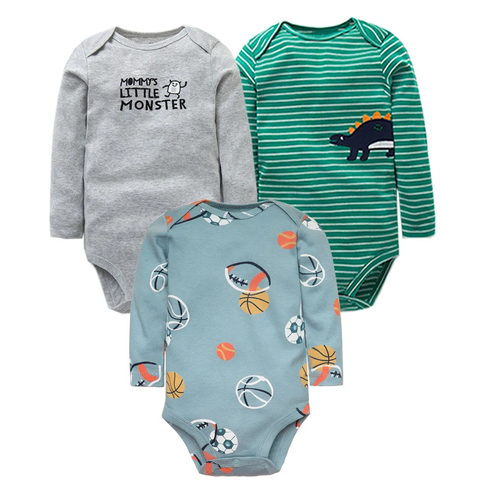 3PCS/LOT Baby Bodysuits 100% Cotton Long Sleeve Underwear Infant Jumpsuit 0-24M