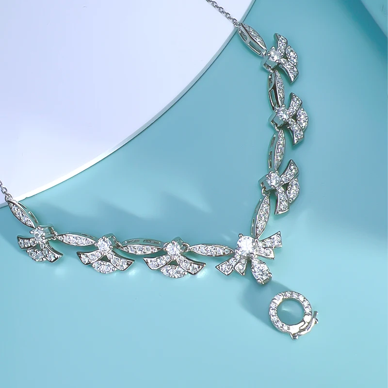 

925 Sterling Silver Versatile Chain Necklace with Niche Design for Female Personality Collarbone Chain Bow New Wedding Jewelry