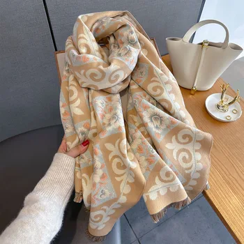 Nuova sciarpa stampata multifunzionale autunno inverno Versatile ed elegante protezione del collo Sciarpe calde antivento Scialle per le donne di lusso 1