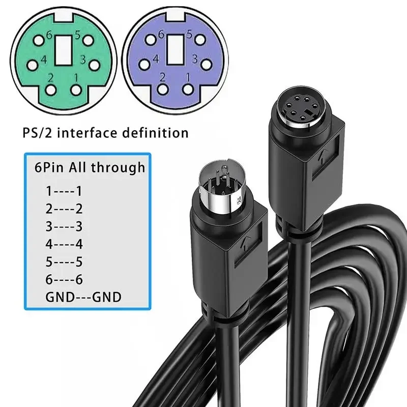 

PS/2 Pure Copper Extension Cord PS2 Mouse Keyboard Extension Cable Head Round Male to Male to Female 6 Pin MD6 Pin Extender