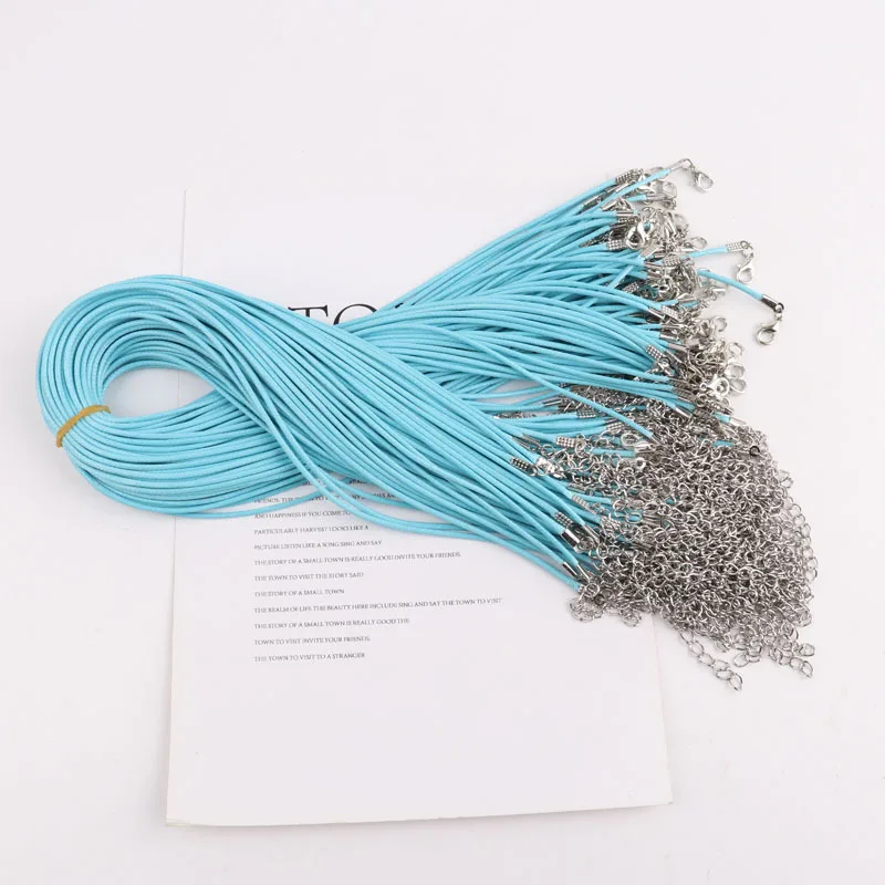 100Pcs Handmade Leather Rope Chain Adjustable Braided Rope Necklaces & Pendant Charms Findings Lobster Clasp String Cord