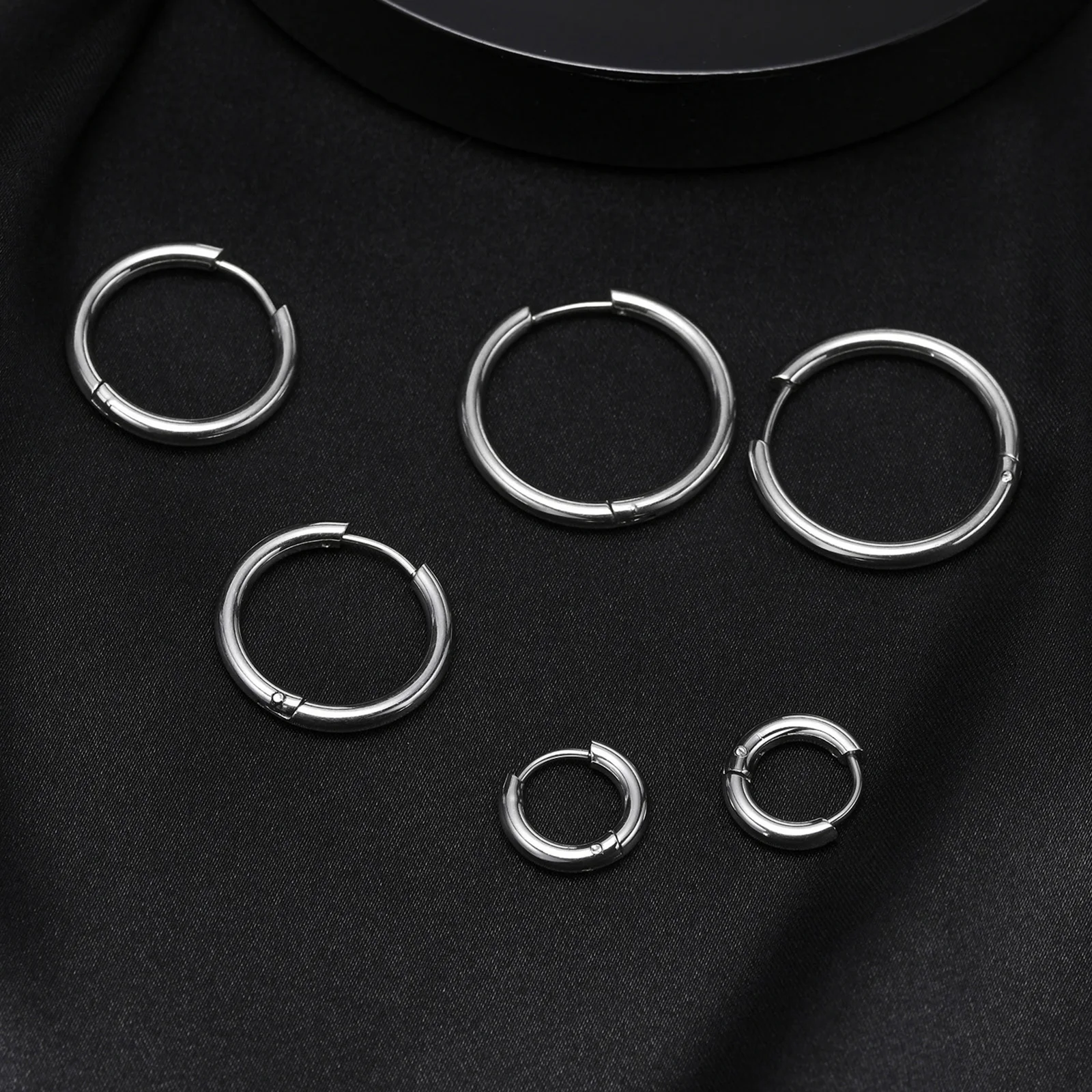 Classic Stainless Steel Hoop Earring for Men Boys,Anti Allergy Metal Huggies Hoop Earring,Simple Male Stacked Earring Jewelry