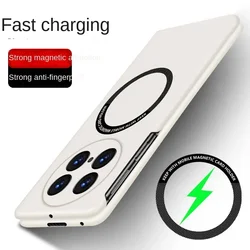 Matte Ultra Thin Metal Ring Borderless Magsafe Case - Rimless Frameless Hard PC Slim Cover for OPPO Find N5 (Beige White)