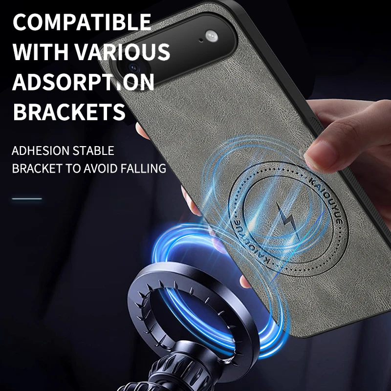 Luxury Magnetic Wireless Charging Phone Case - Shockproof Matte Leather Back Cover