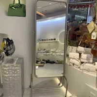 กระจกเต็มตัวแบบมีล้อเคลื่อนย้ายได้ โครงสแตนเลส ปรับระดับได้ เหมาะสำหรับร้านขายเสื้อผ้าและใช้ในบ้าน 6