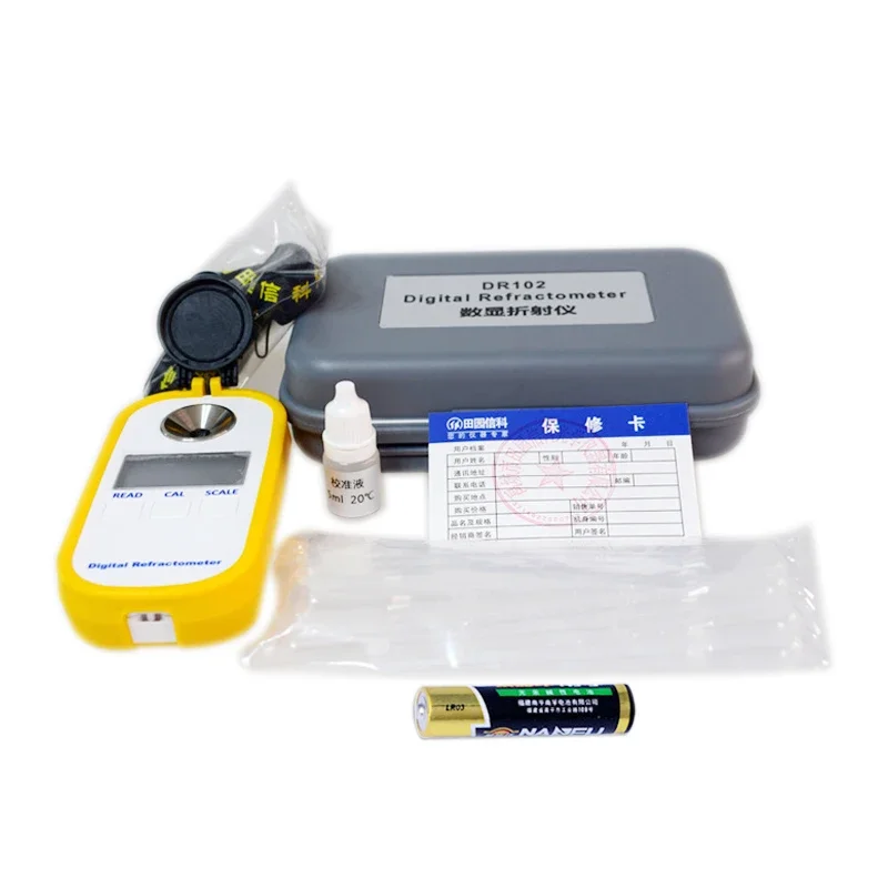 

Цифровая мерная фотография 0-90.0%, высокая точность (Brix)0.2%, автоматическая компенсация температуры