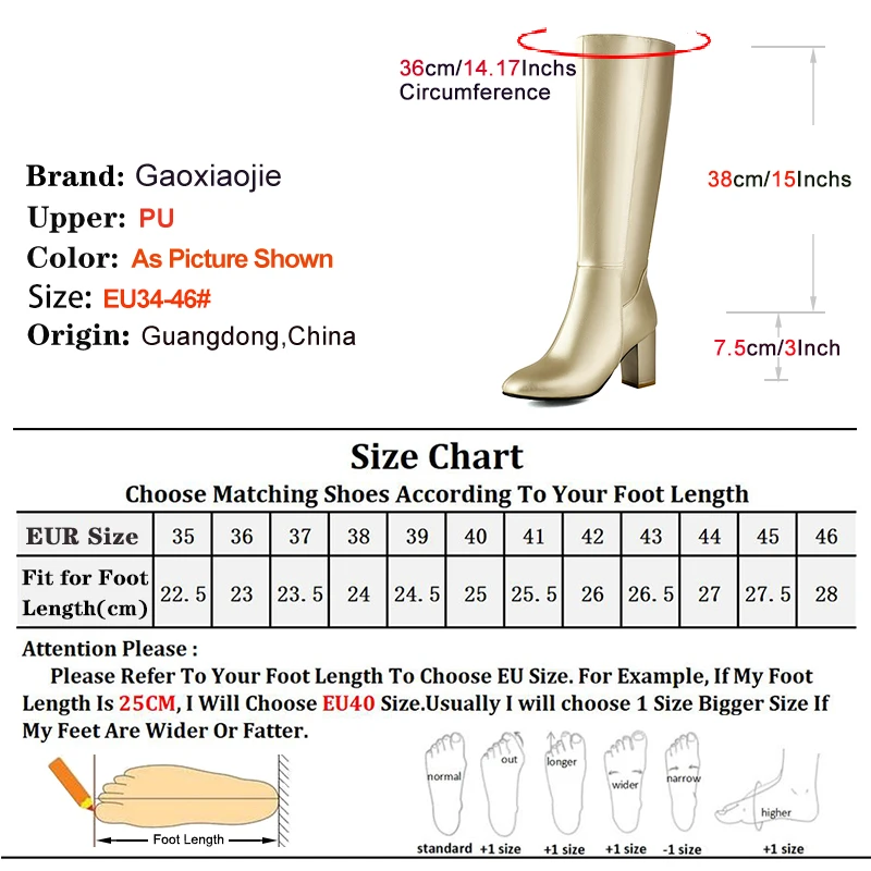 Fashion Women Knee High Boots Large Size Square Toe Motorcycles Shoes Autumn Winter Shoes For Ladies High Heels Leather Boots