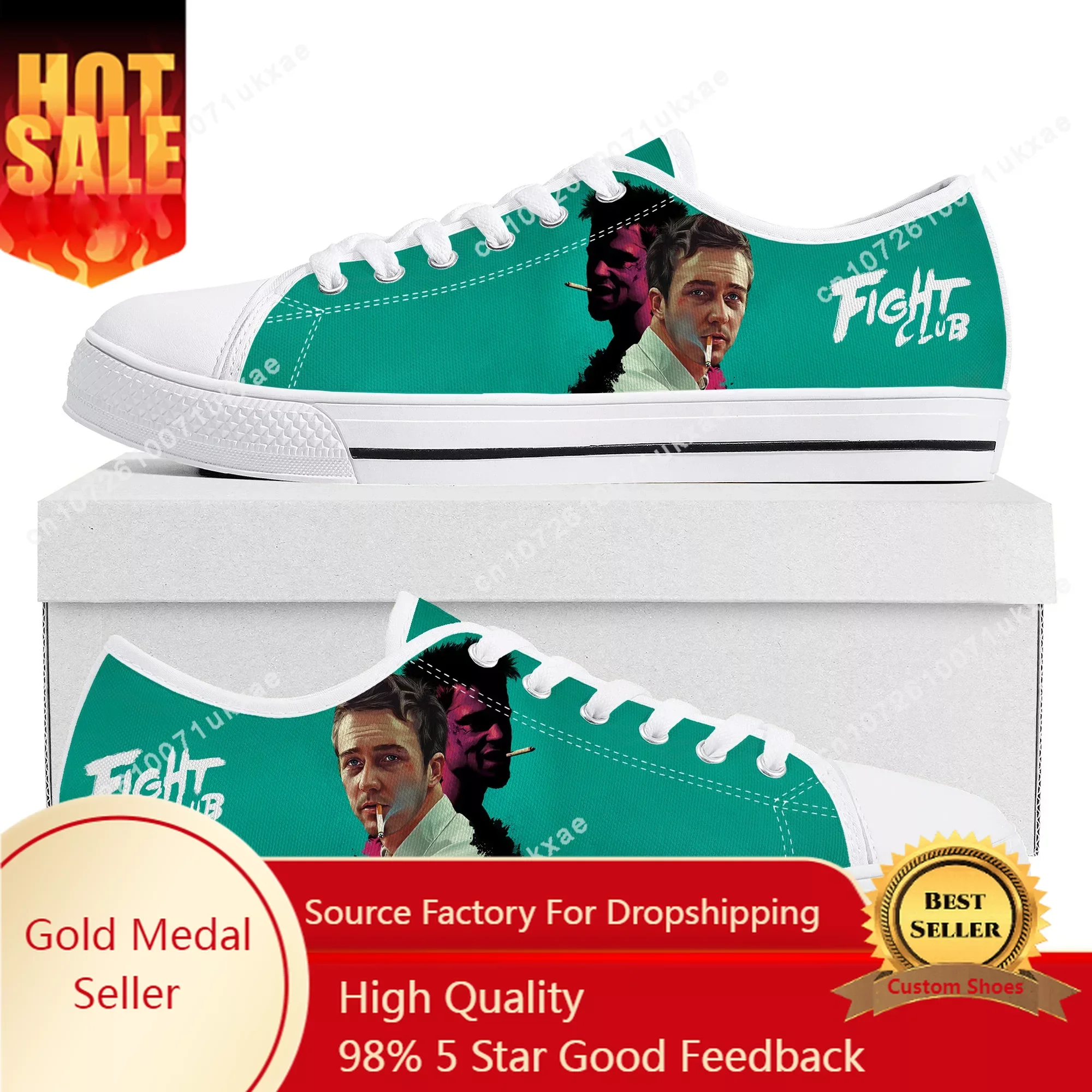 

Fight Club Brad Pitt movie Low Top Sneakers Mens Womens Teenager Canvas High Quality Sneaker Casual Custom Shoes Customize Shoe