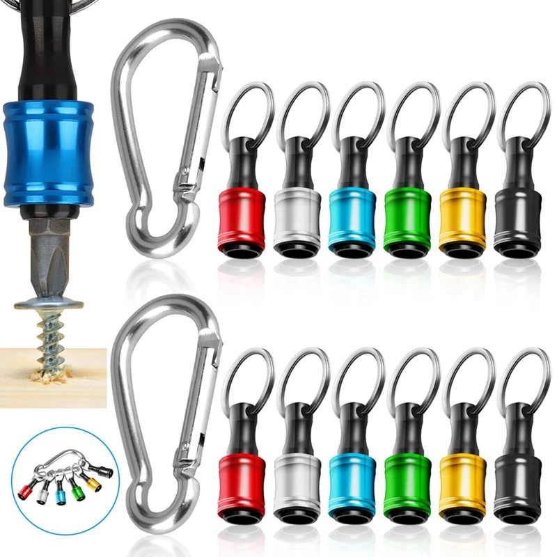 12Pcs 1/4 Inch Hex Shank Screwdriver Bit Holders, Keychain Extension Bar, Portable Fast Change Bit Holder Set jcd portable 8 in 1 aluminum pen style screw driver multi tool precision mobile phone repair tool kit screwdriver set bits