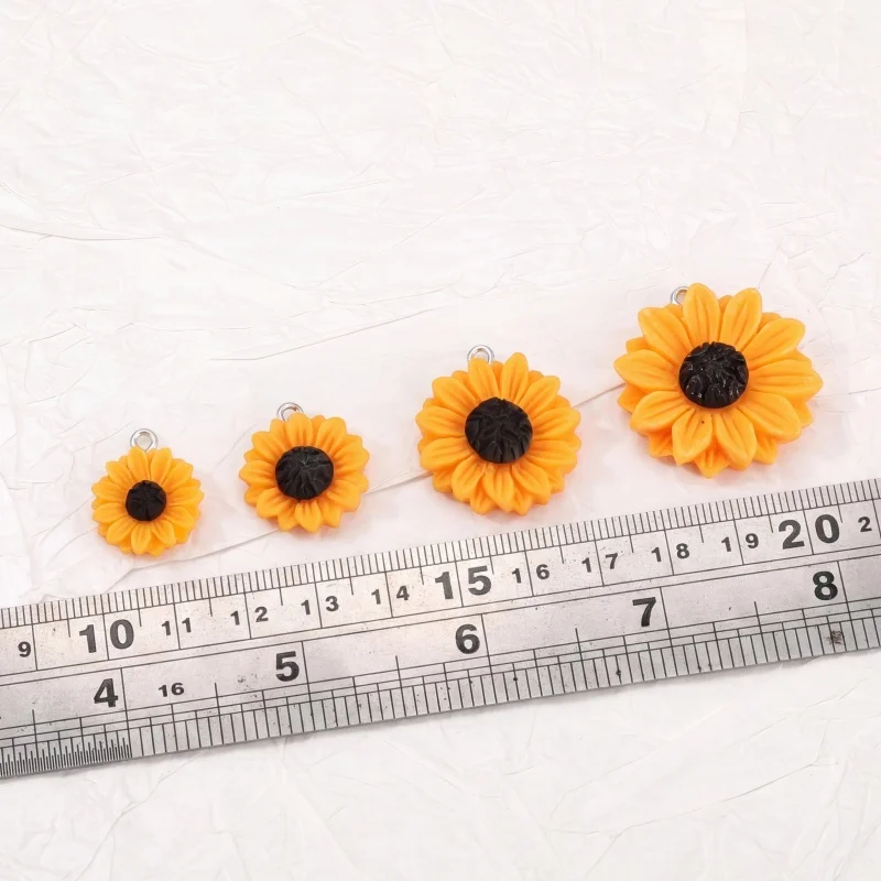 5pcs 16x19mm 2mm 구멍 수지 해바라기 펜던트 오렌지 DIY 쥬얼리 만들기 용품 귀걸이 목걸이 참 액세서리 발견품