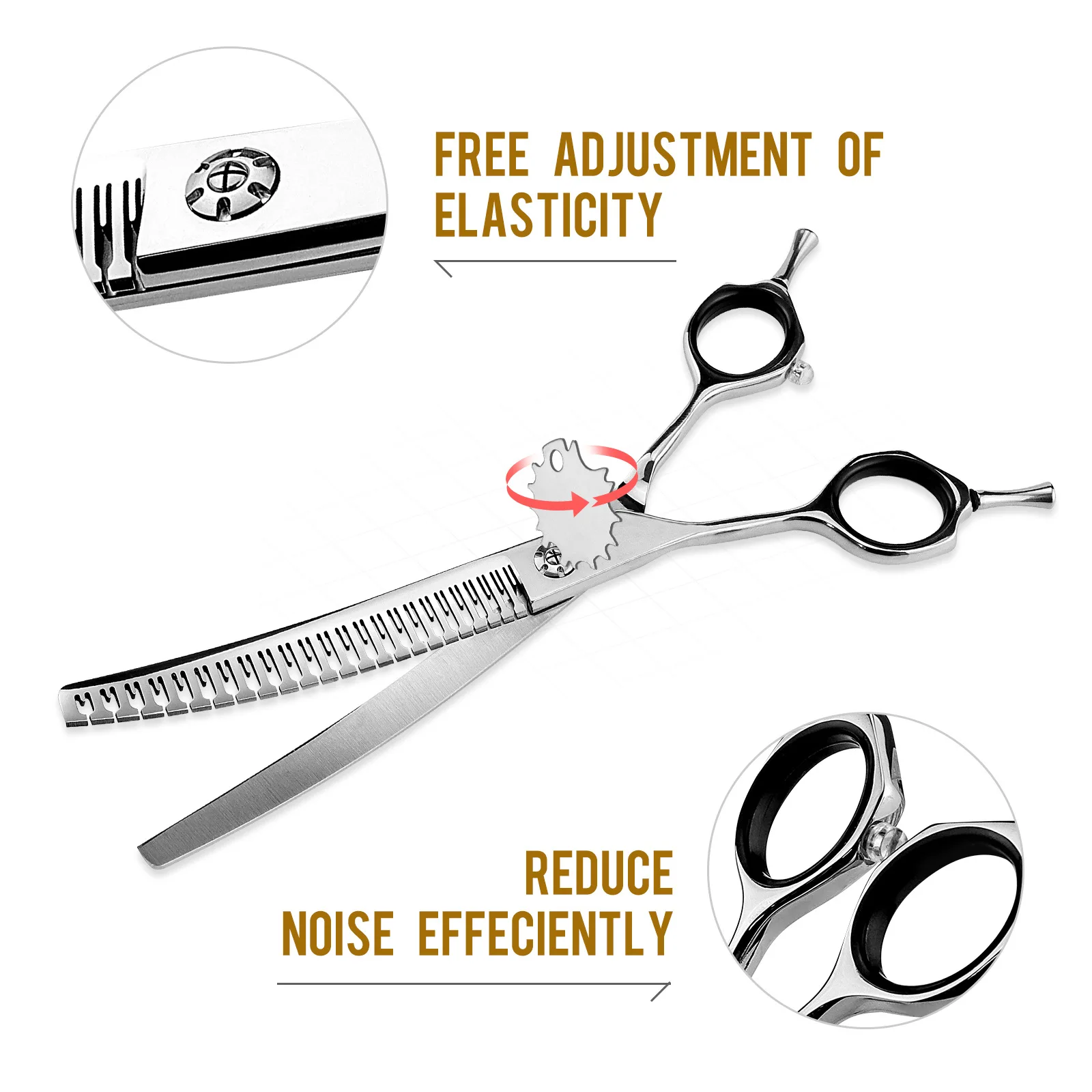 Dog Grooming Scissors Left Hand 7" Japan 440C Professional Pet Grooming Scissors Puppy Bend Up Chunker