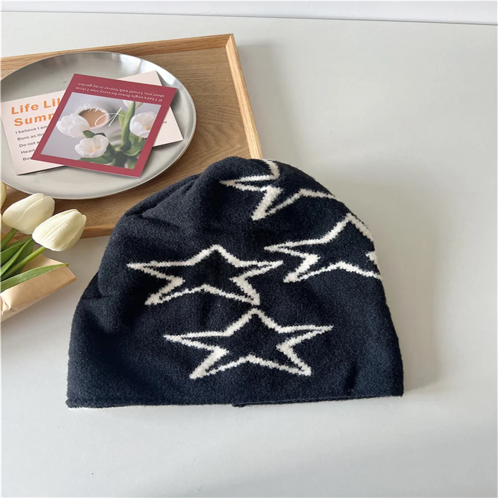 New Fashion Star Printed Winter Warm Pullover Hat For Men